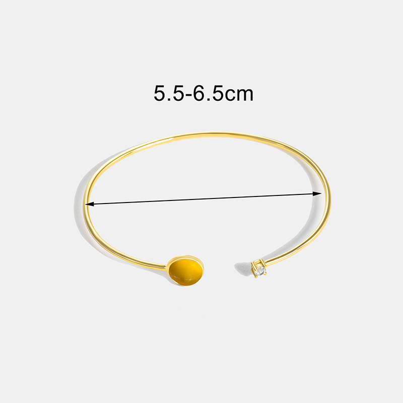 Simple Style Solid Color Copper Plating Inlay Gem Glass Bead Zircon 18k Gold Plated Bangle display picture 13