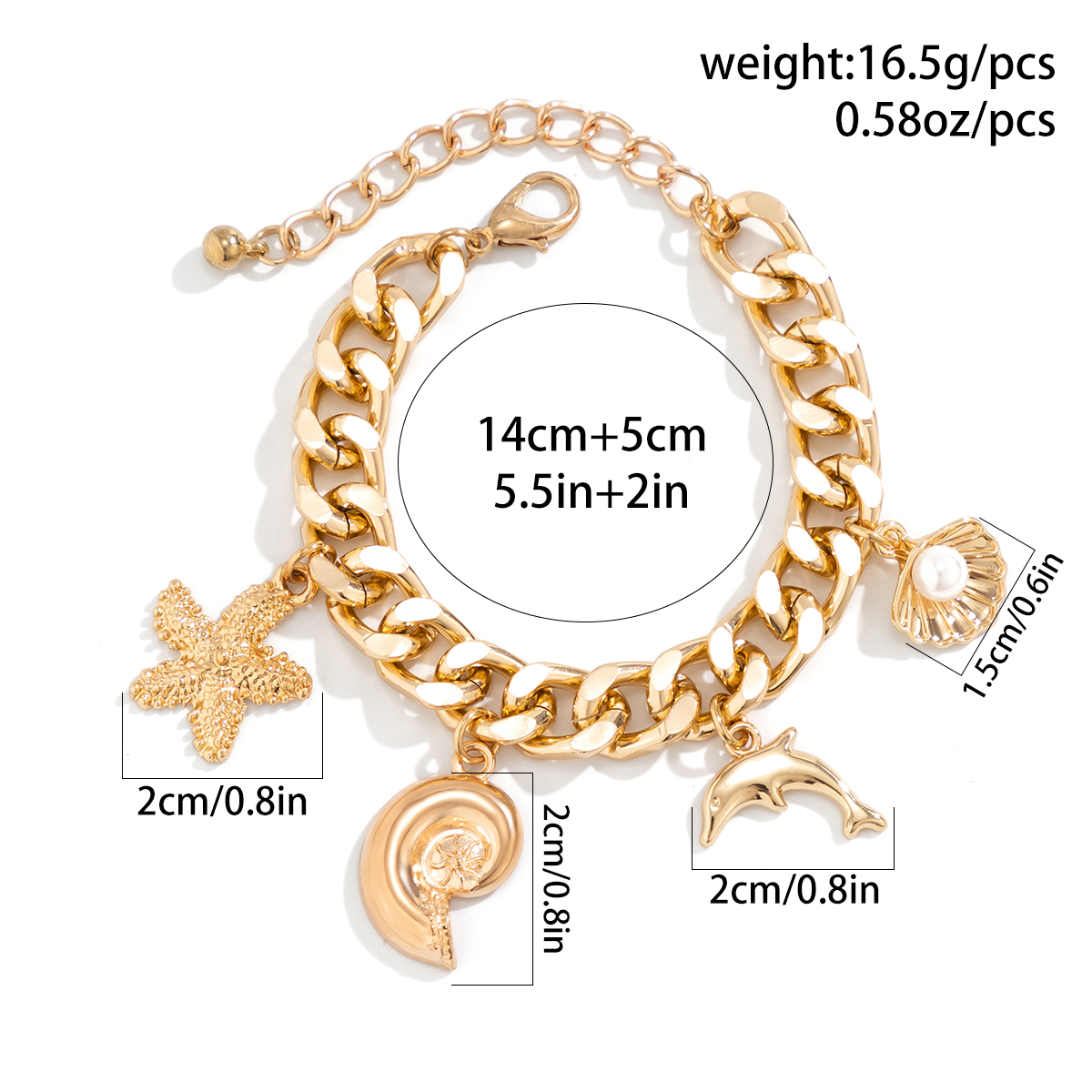 Vacation Beach Starfish Dolphin Shell Alloy Aluminum Wholesale Bracelets display picture 1