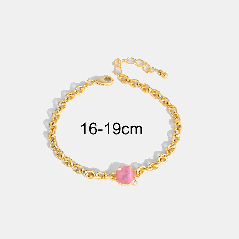 Simple Style Round Copper Plating Inlay Natural Stone Zircon 18k Gold Plated Bracelets display picture 5