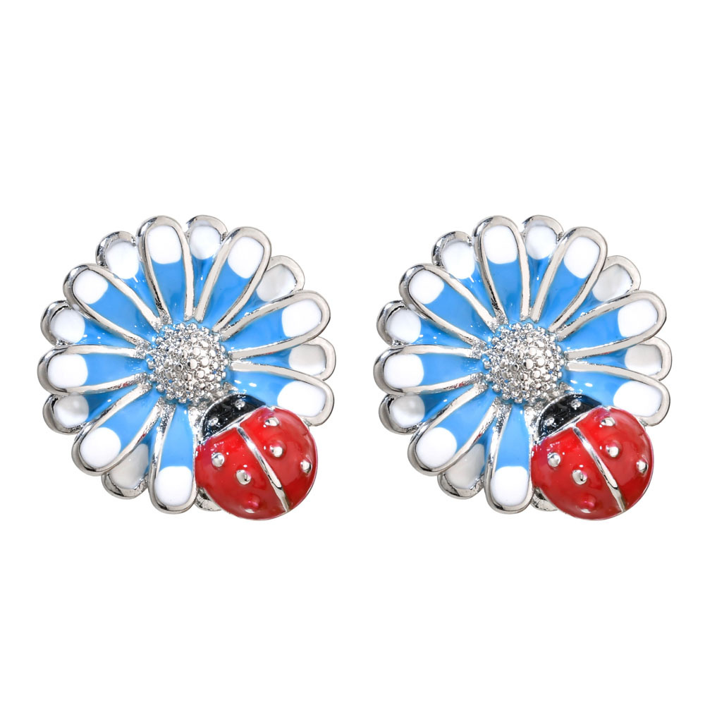 1 Pair Cute Sweet Flower Enamel Copper Ear Studs display picture 7