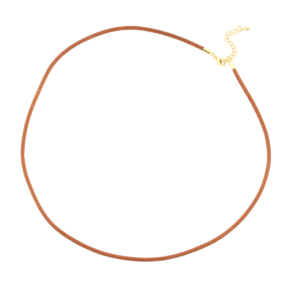 Simple Style Solid Color 18k Gold Plated Leather Rope Copper Wholesale Necklace display picture 2