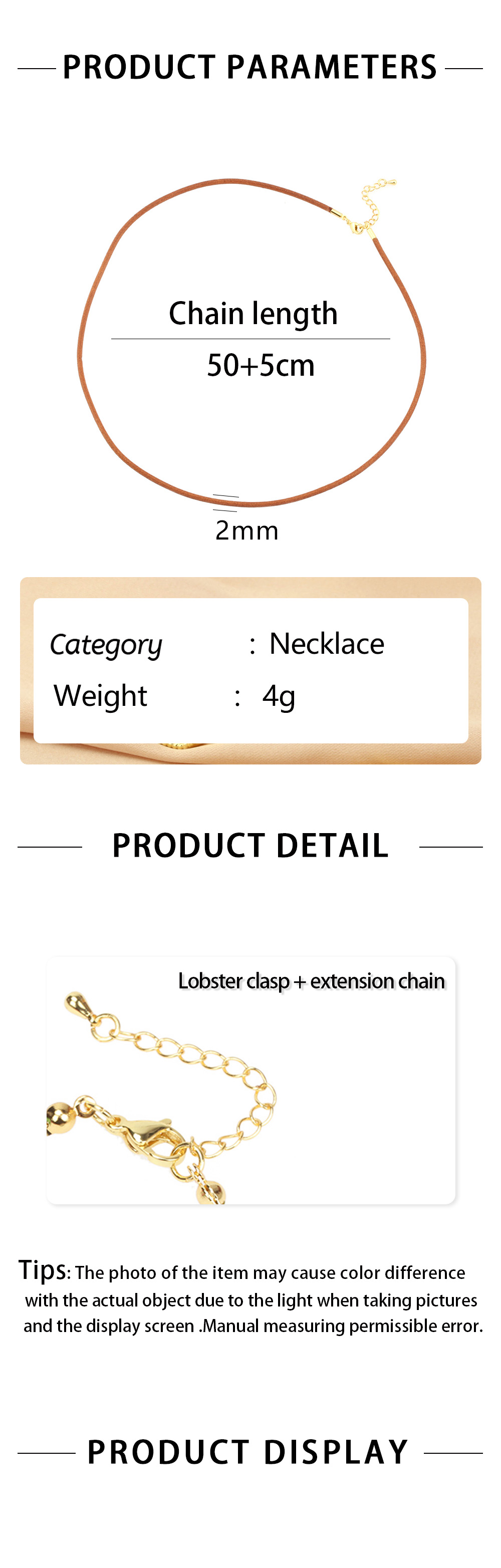 Einfacher Stil Einfarbig 18 Karat Vergoldet Lederseil Kupfer Großhandel Halskette display picture 1