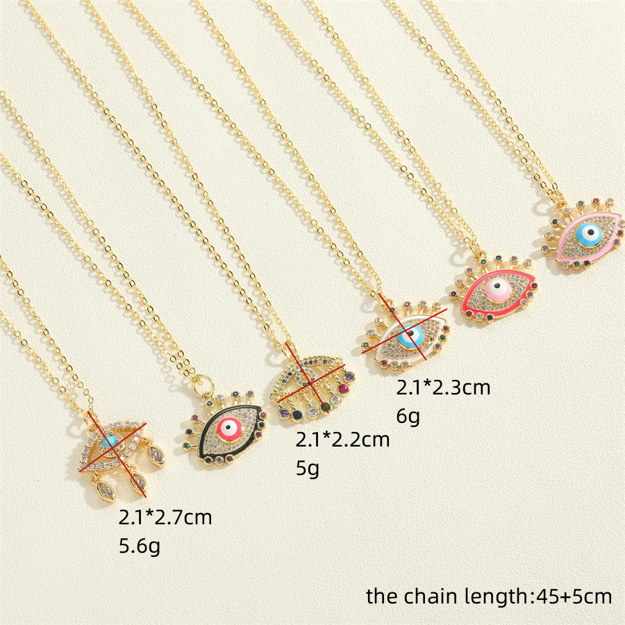 Vintage Style Simple Style Commute Eye Copper Plating Inlay Zircon 14k Gold Plated Pendant Necklace display picture 10