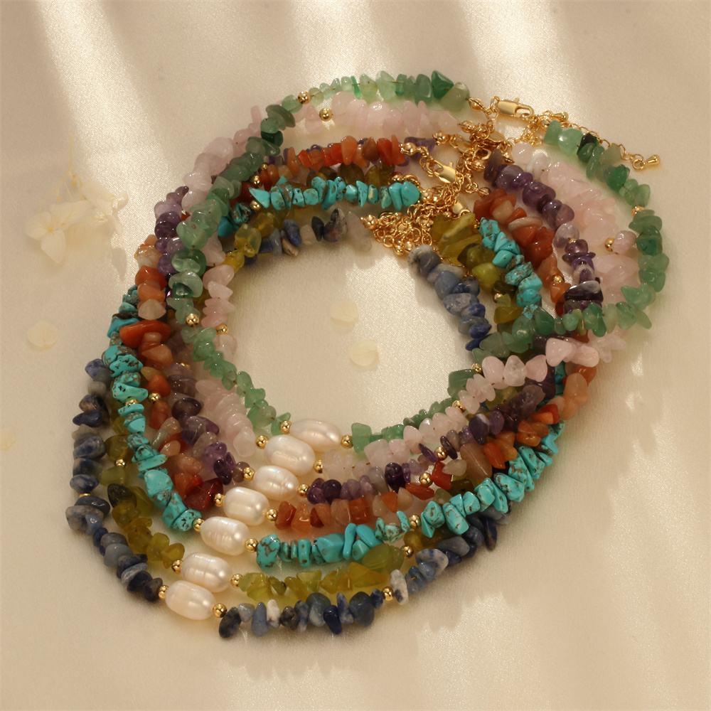 Einfacher Stil Irregulär Süßwasserperle Stein Perlen Überzug 18 Karat Vergoldet Halsband display picture 7