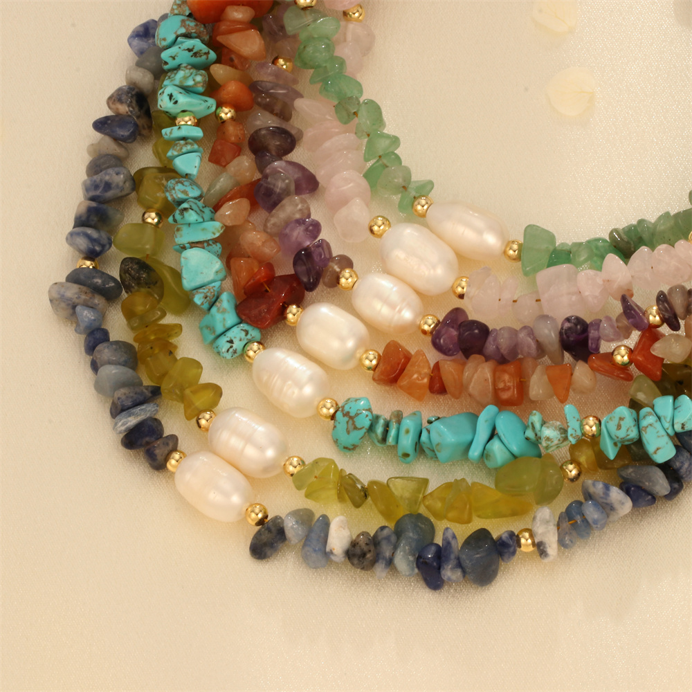 Einfacher Stil Irregulär Süßwasserperle Stein Perlen Überzug 18 Karat Vergoldet Halsband display picture 5