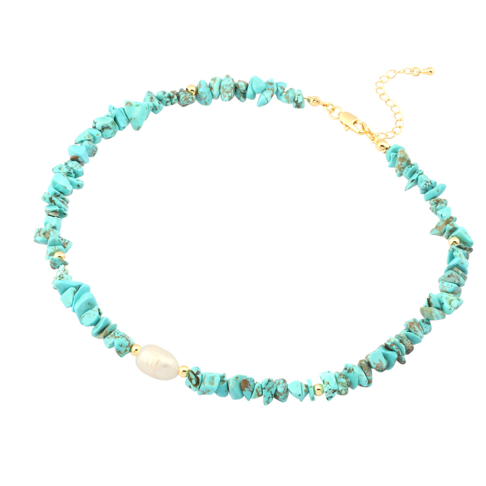 Einfacher Stil Irregulär Süßwasserperle Stein Perlen Überzug 18 Karat Vergoldet Halsband display picture 2