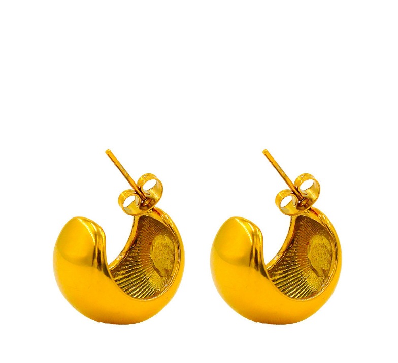 1 Pair Simple Style Classic Style Solid Color Plating Titanium Steel 18k Gold Plated Ear Studs display picture 4