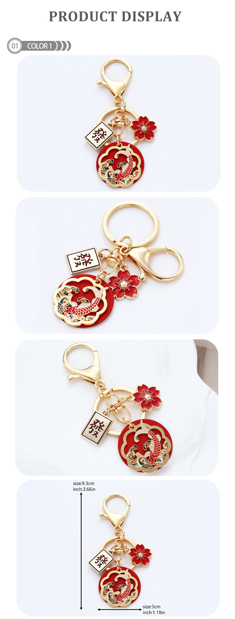 Chinoiserie Animal Alloy Enamel Keychain display picture 2