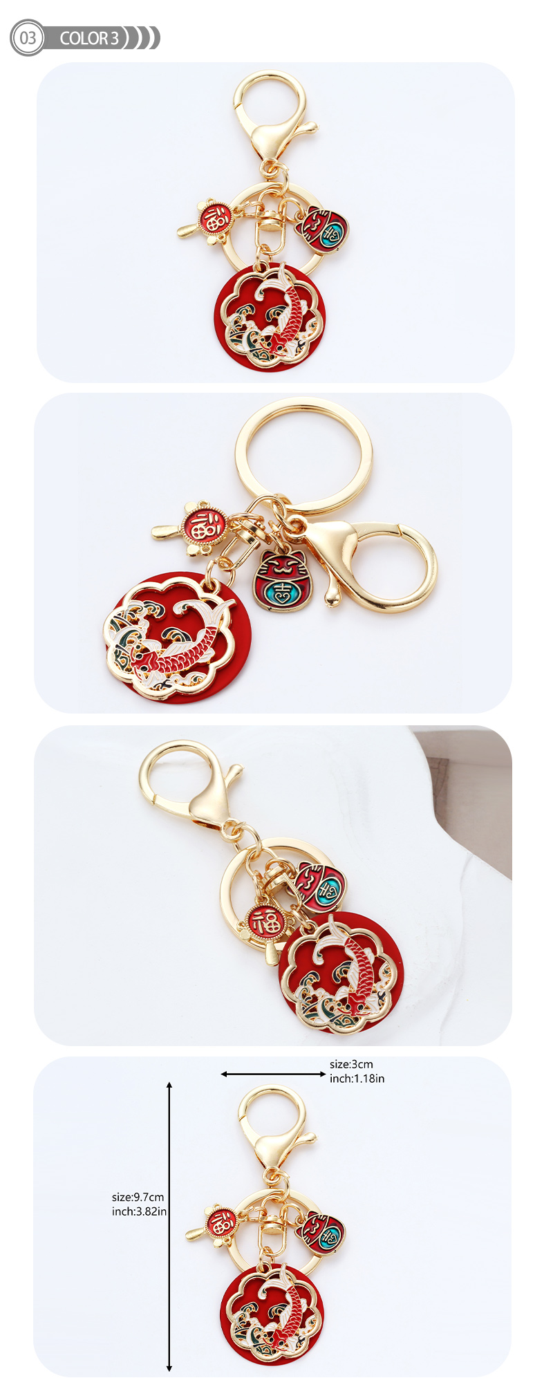 Chinoiserie Animal Alloy Enamel Keychain display picture 4