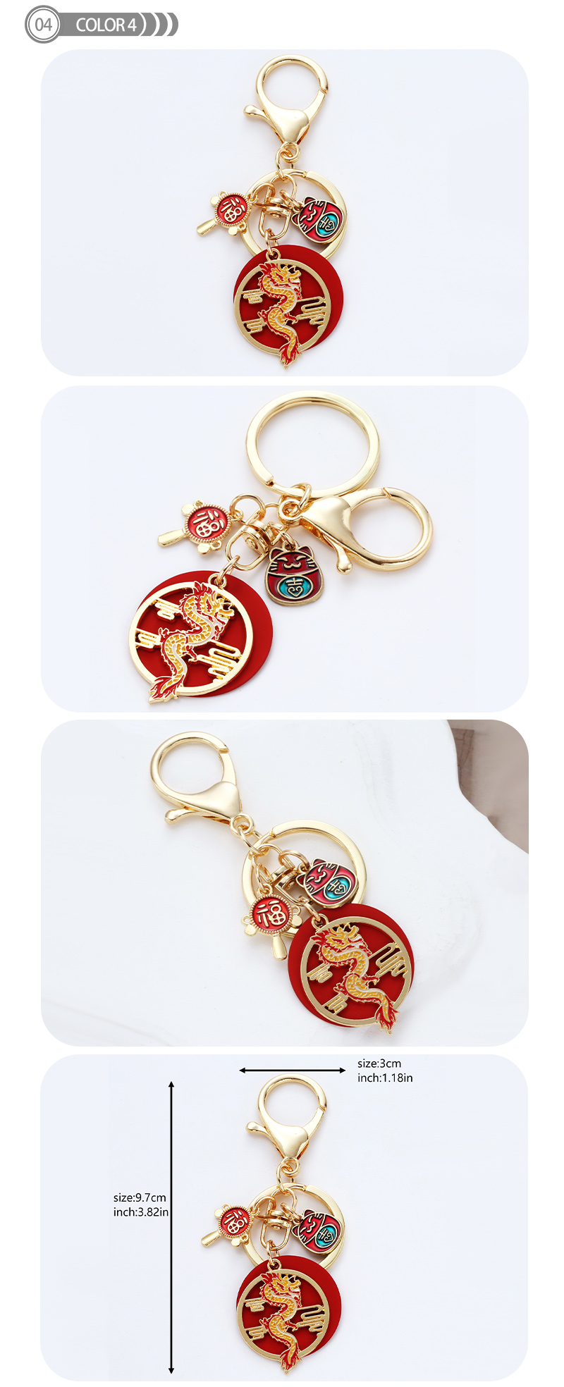 Chinoiserie Animal Alloy Enamel Keychain display picture 5