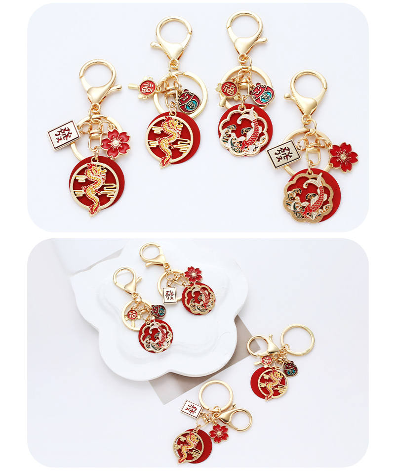 Chinoiserie Animal Alloy Enamel Keychain display picture 6