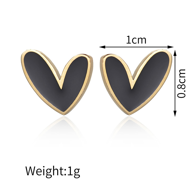 1 Pair Elegant Lady Commute Heart Shape Plating 304 Stainless Steel Corrosive Dripping Oil 18K Gold Plated Ear Studs display picture 4