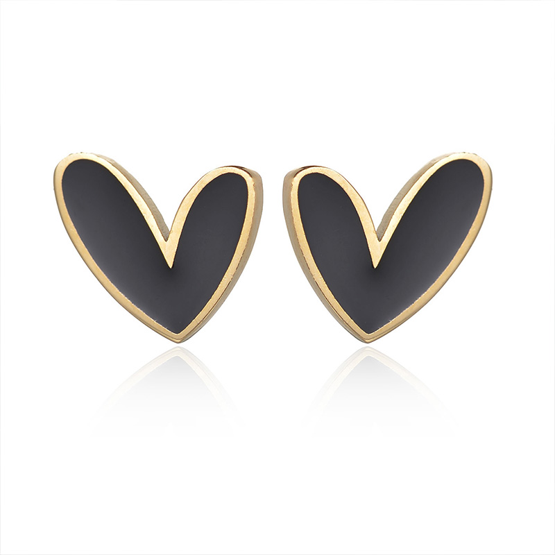 1 Pair Elegant Lady Commute Heart Shape Plating 304 Stainless Steel Corrosive Dripping Oil 18K Gold Plated Ear Studs display picture 5