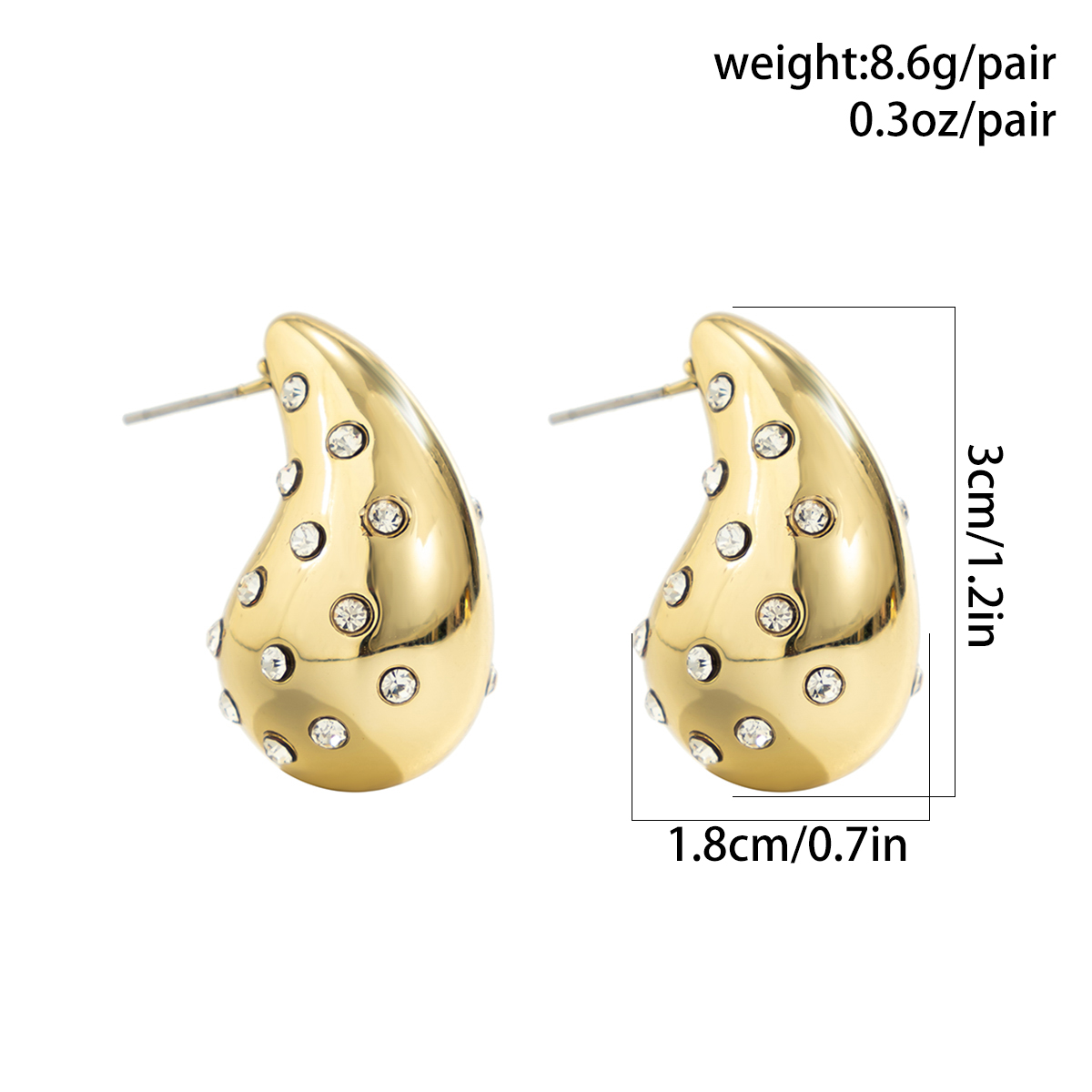 1 Pair Lady Water Droplets Inlay Ccb Rhinestones Ear Studs display picture 1