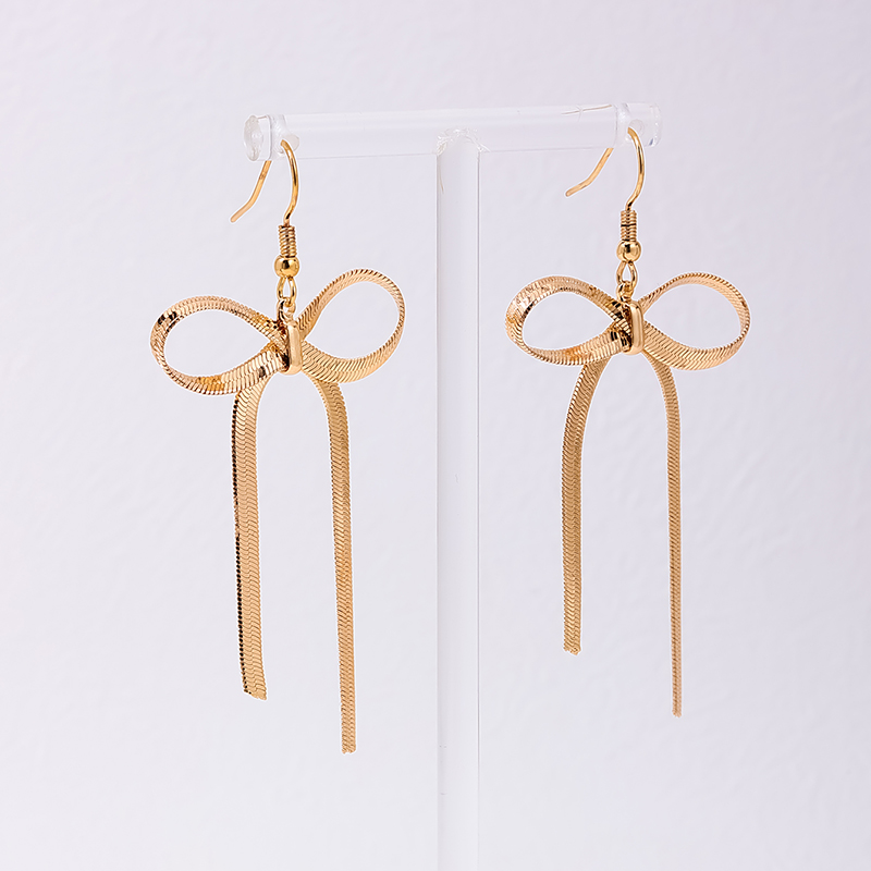 1 Pair Sweet Simple Style Bow Knot Alloy Drop Earrings display picture 7