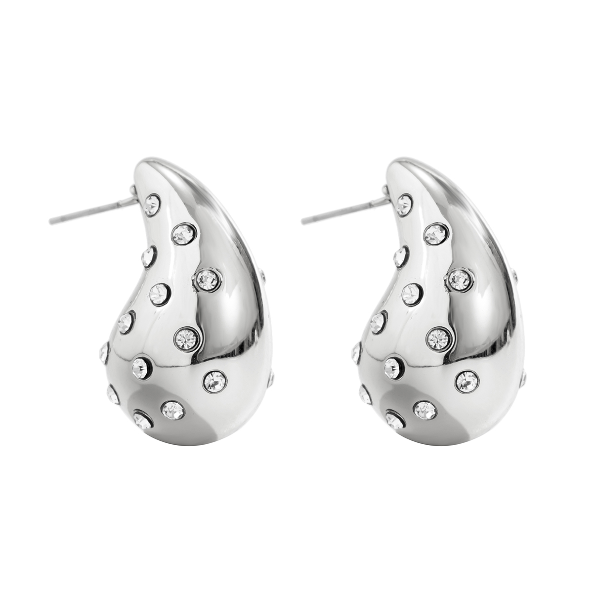 1 Pair Lady Water Droplets Inlay Ccb Rhinestones Ear Studs display picture 5