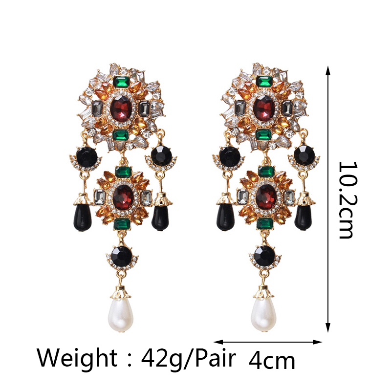 1 Pair Retro Classic Style Flower Plating Inlay Zinc Alloy Artificial Gemstones Drop Earrings display picture 6