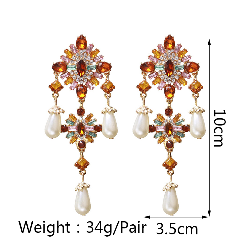 1 Pair Retro Classic Style Flower Plating Inlay Zinc Alloy Artificial Gemstones Drop Earrings display picture 1
