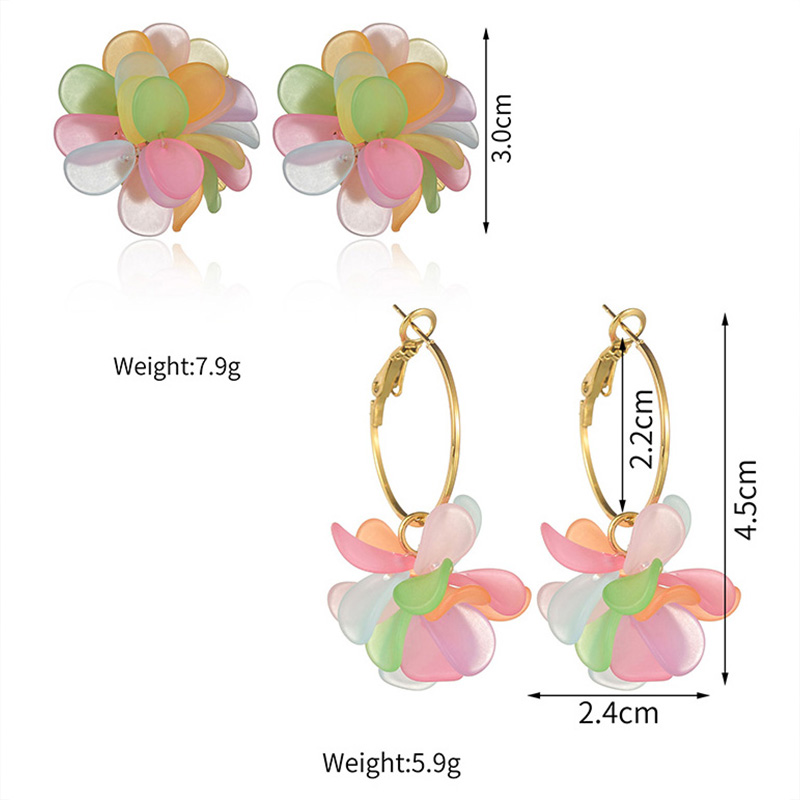 1 Pair Elegant Lady Flower Plating 304 Stainless Steel Acrylic 18K Gold Plated Earrings Ear Studs display picture 6