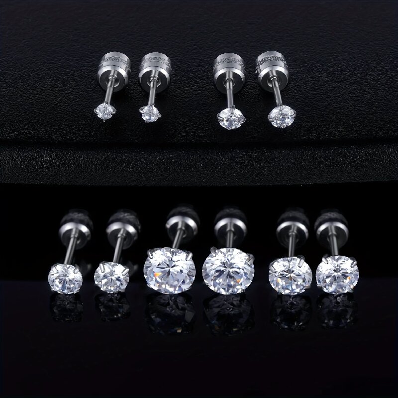 1 Set Simple Style Solid Color Inlay 304 Stainless Steel Zircon 18K Gold Plated Ear Studs display picture 1