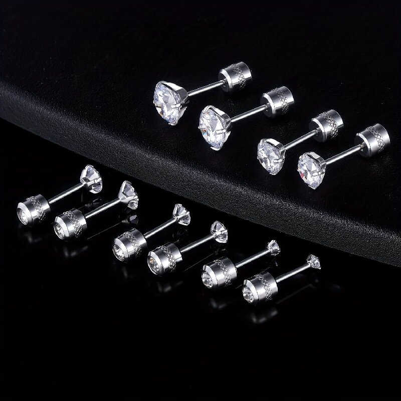 1 Set Simple Style Solid Color Inlay 304 Stainless Steel Zircon 18K Gold Plated Ear Studs display picture 3