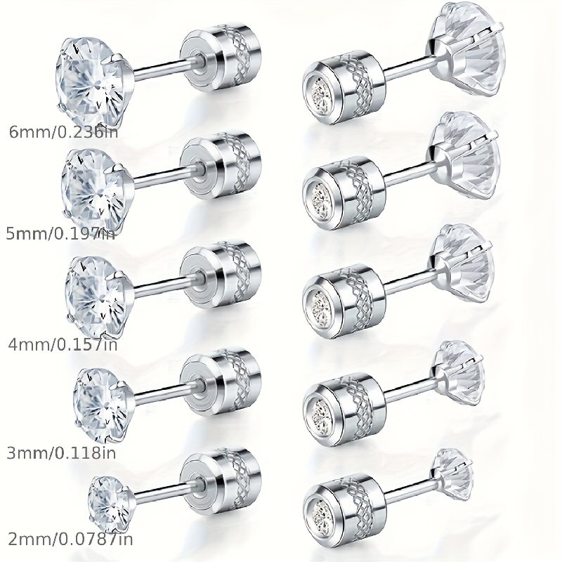 1 Set Simple Style Solid Color Inlay 304 Stainless Steel Zircon 18K Gold Plated Ear Studs display picture 4