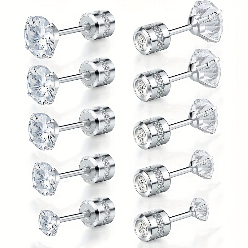 1 Set Simple Style Solid Color Inlay 304 Stainless Steel Zircon 18K Gold Plated Ear Studs display picture 5