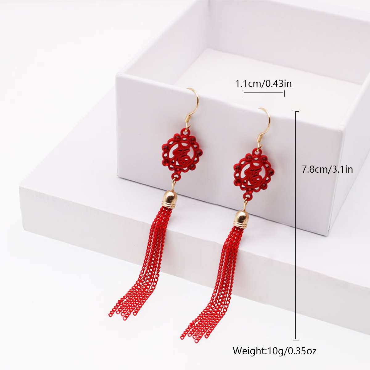 1 Paire Chinoiseries Gland Incruster Alliage Strass Boucles D'oreilles display picture 2