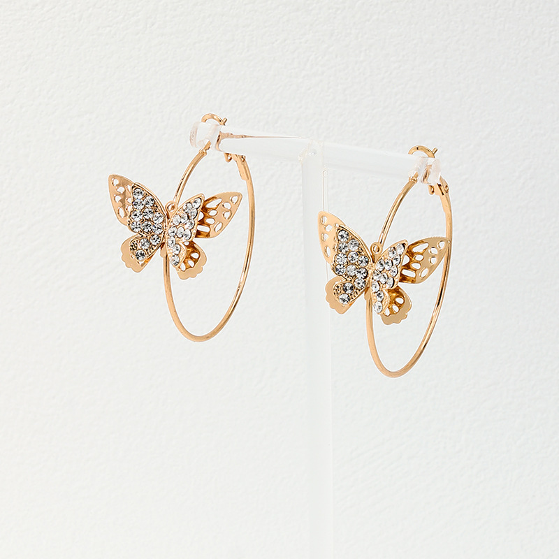 1 Piece Ig Style French Style Simple Style Butterfly Inlay Alloy Rhinestones Earrings display picture 2