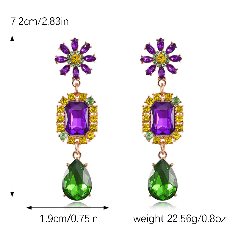 1 Pair Elegant Flower Plating Inlay Alloy Artificial Gemstones Gold Plated Drop Earrings display picture 1