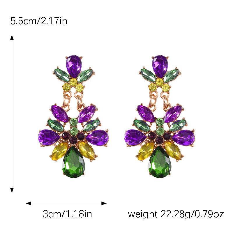 1 Pair Elegant Flower Plating Inlay Alloy Artificial Gemstones Gold Plated Drop Earrings display picture 2