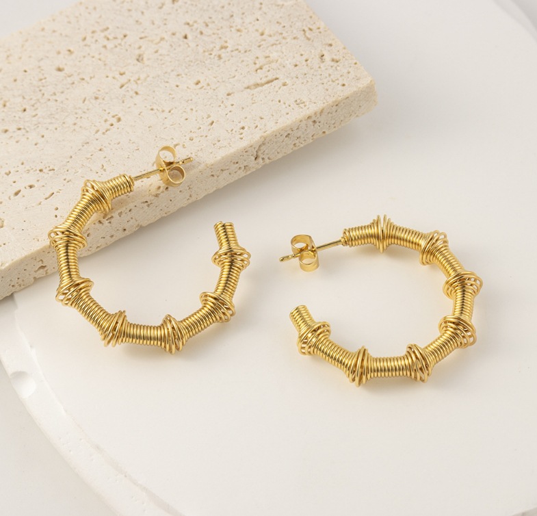 1 Pair Simple Style Classic Style Solid Color Plating Titanium Steel 18k Gold Plated Ear Studs display picture 8