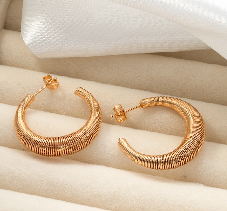 1 Pair Simple Style Classic Style Solid Color Plating Titanium Steel 18k Gold Plated Ear Studs display picture 11