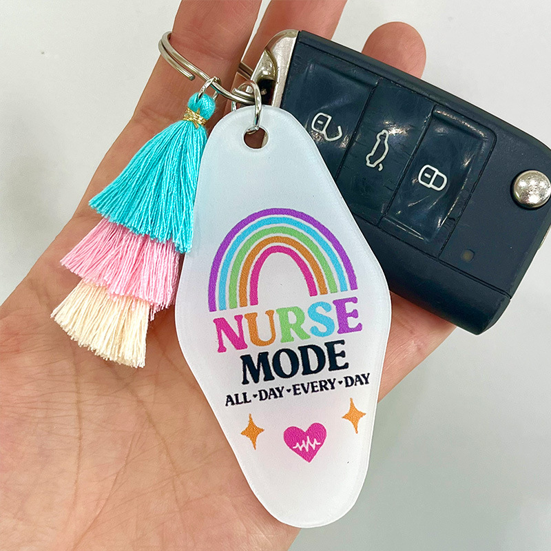 Ethnic Style Letter Tassel Arylic Mother's Day Women's Bag Pendant Keychain display picture 2
