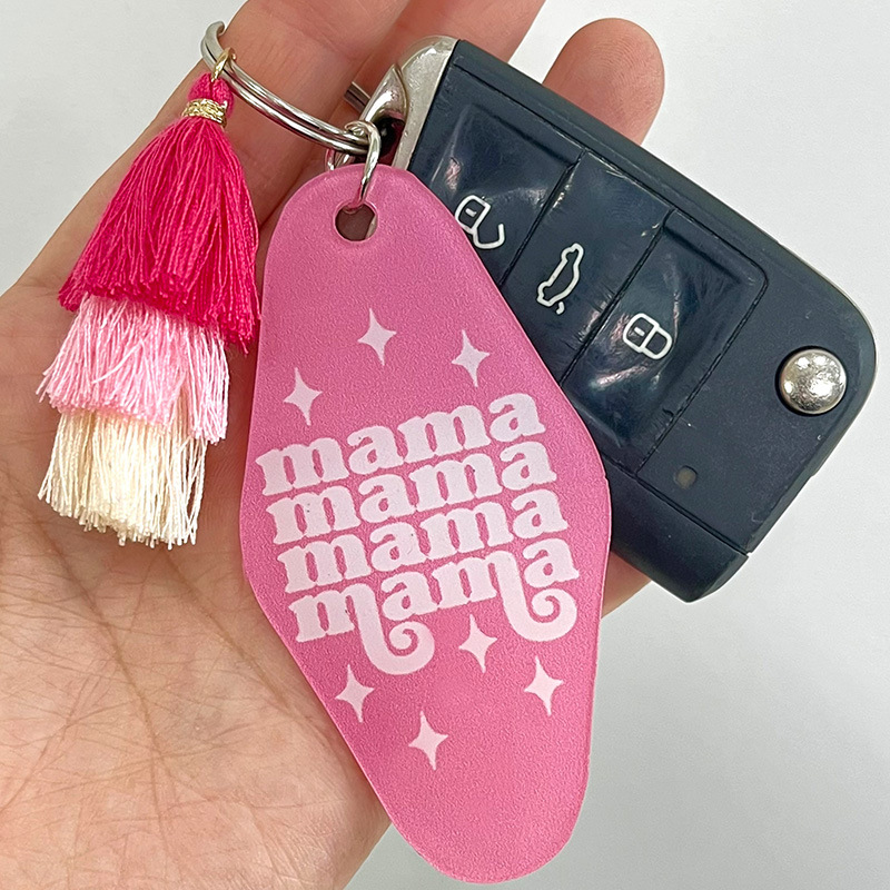 Ethnic Style Letter Tassel Arylic Mother's Day Women's Bag Pendant Keychain display picture 3