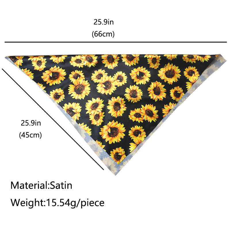 Cute Satin Cloth Sunflower Cow Pattern Pet Scarf display picture 1