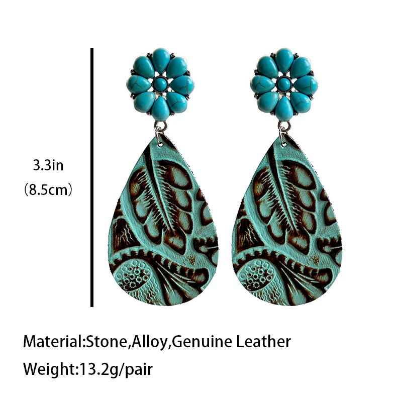1 Pair Casual Water Droplets Pu Leather Drop Earrings display picture 1