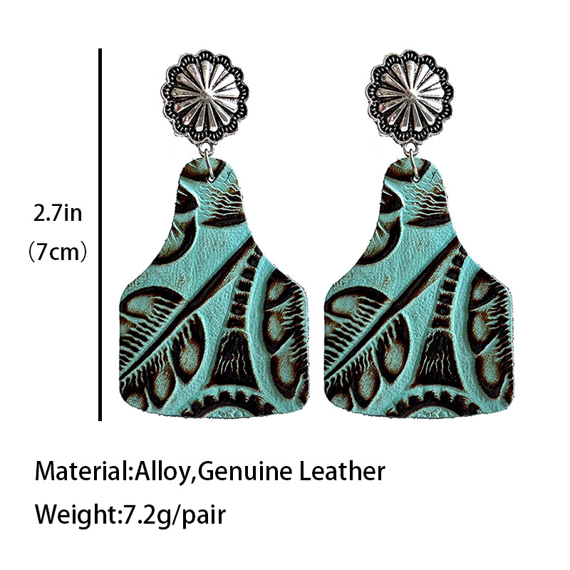 1 Pair Retro Geometric Pu Leather Drop Earrings display picture 1