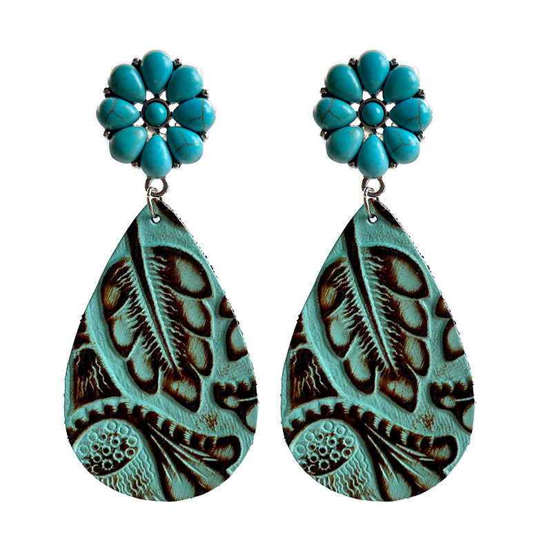 1 Pair Casual Water Droplets Pu Leather Drop Earrings display picture 6