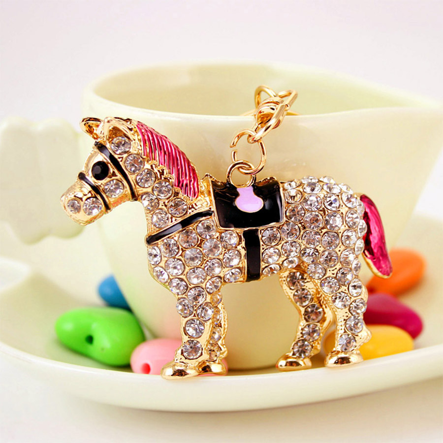 Cute Horse Alloy Inlaid Zircon Women's Bag Pendant Keychain display picture 1