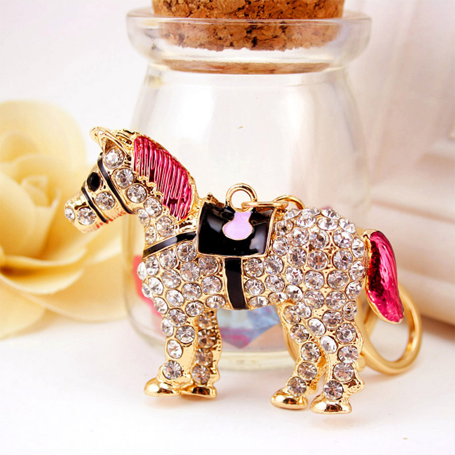 Cute Horse Alloy Inlaid Zircon Women's Bag Pendant Keychain display picture 2