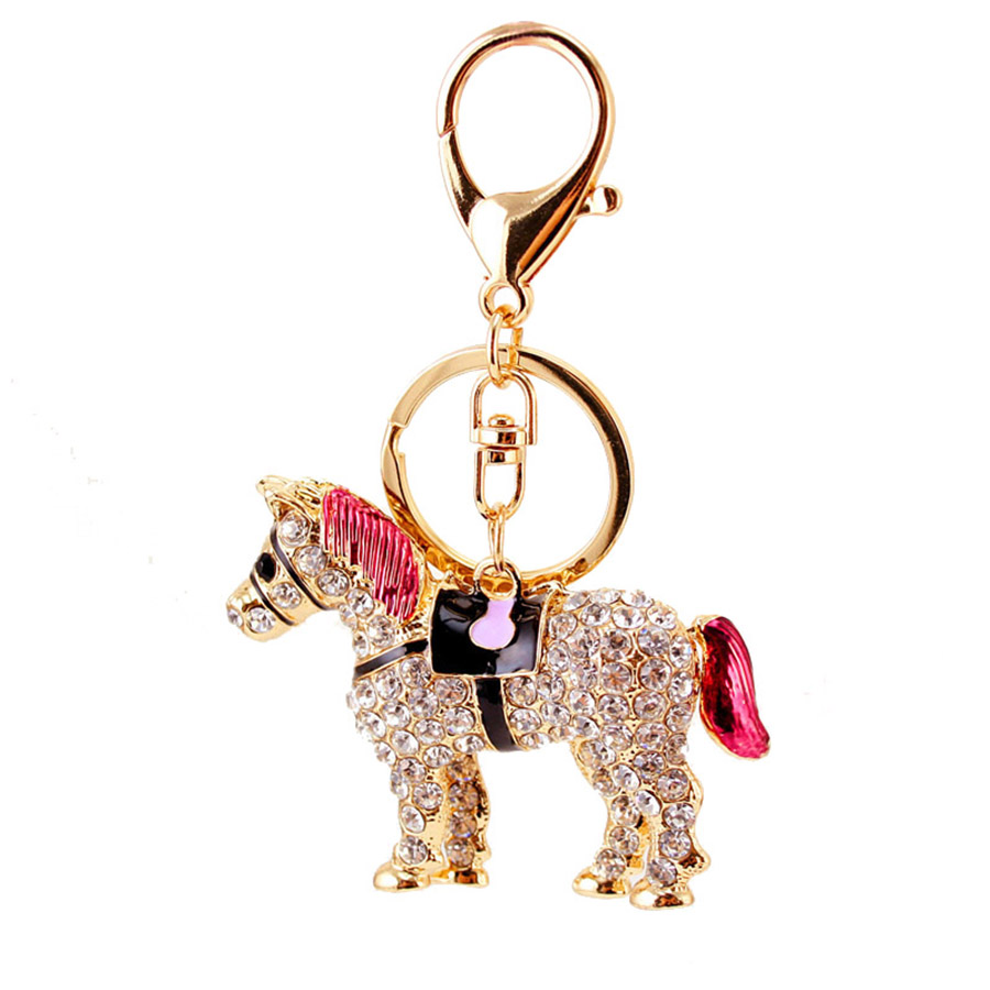 Cute Horse Alloy Inlaid Zircon Women's Bag Pendant Keychain display picture 3