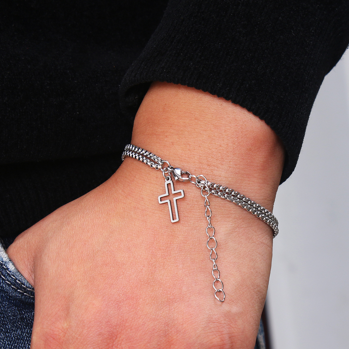 Wholesale Jewelry Retro Punk Cross Alloy None 14K Gold Plated Bracelets display picture 2