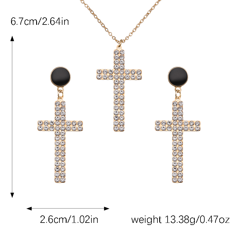 Elegant Retro Simple Style Cross Alloy Polishing Plating Inlay Rhinestones Gold Plated Women's Jewelry Set display picture 2