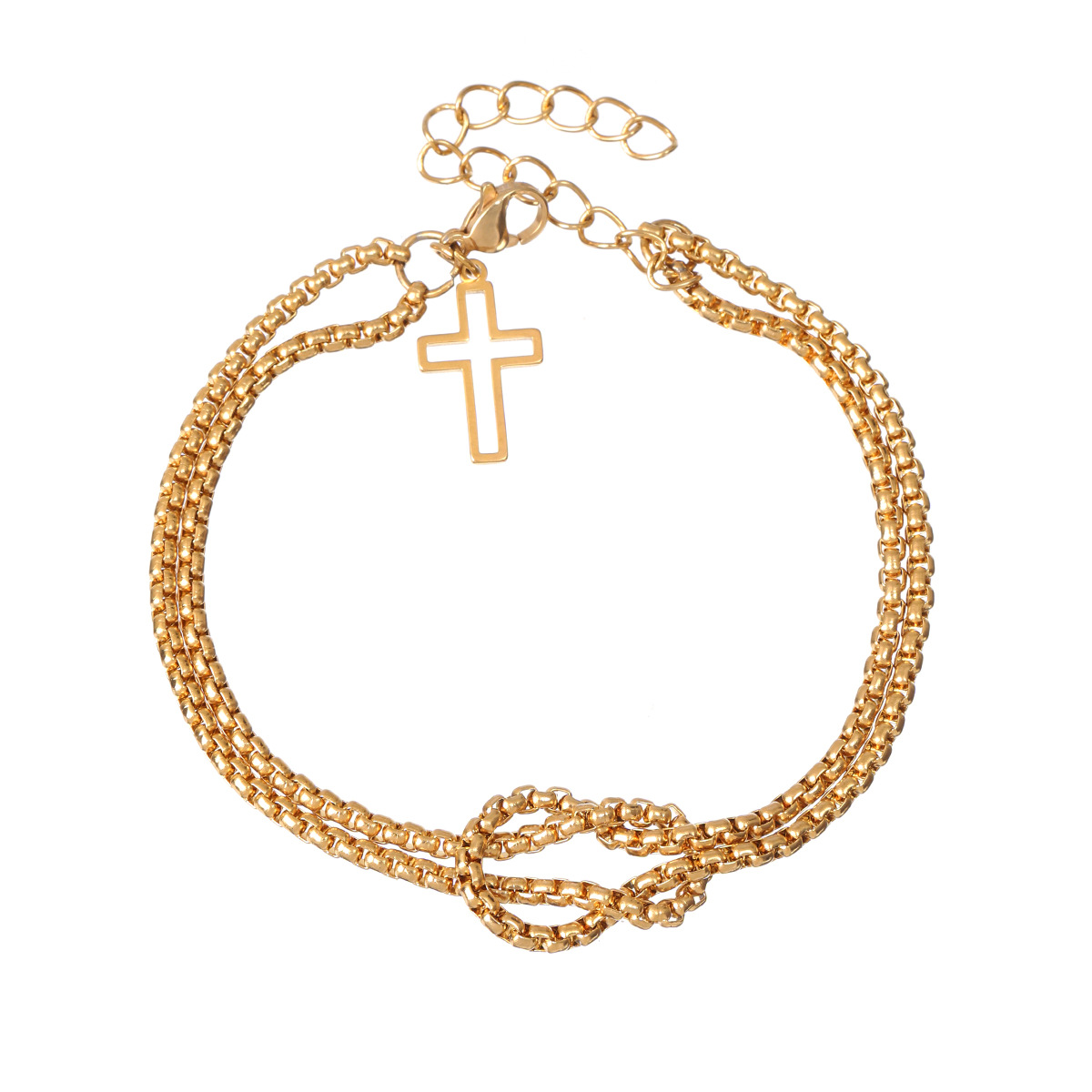 Wholesale Jewelry Retro Punk Cross Alloy None 14K Gold Plated Bracelets display picture 8