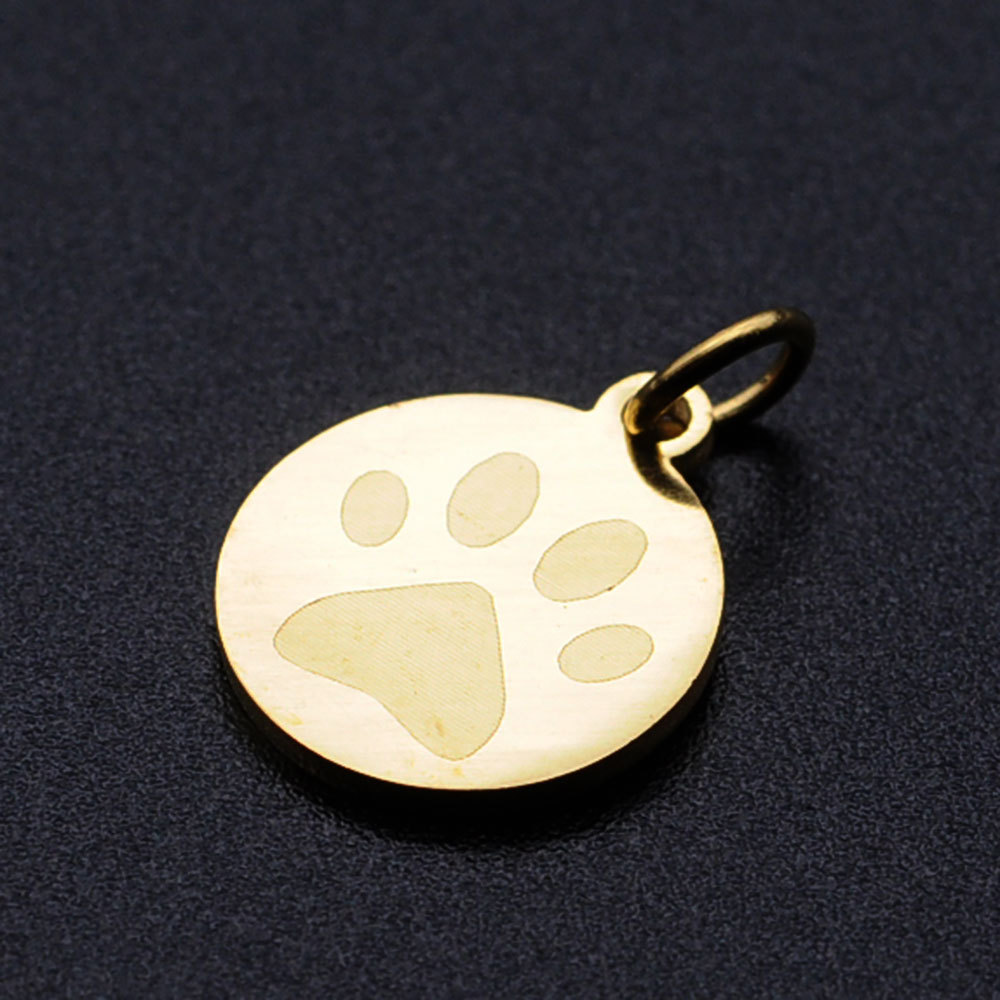 Simple Style Round Paw Print Stainless Steel Polishing Plating Gold Plated Charms Jewelry Accessories display picture 4