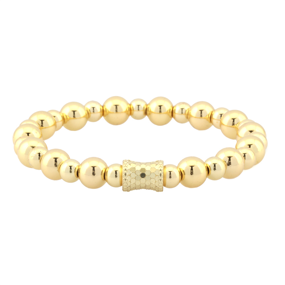 Simple Style Round Solid Color Copper Beaded Handmade Plating 18k Gold Plated Bracelets display picture 3