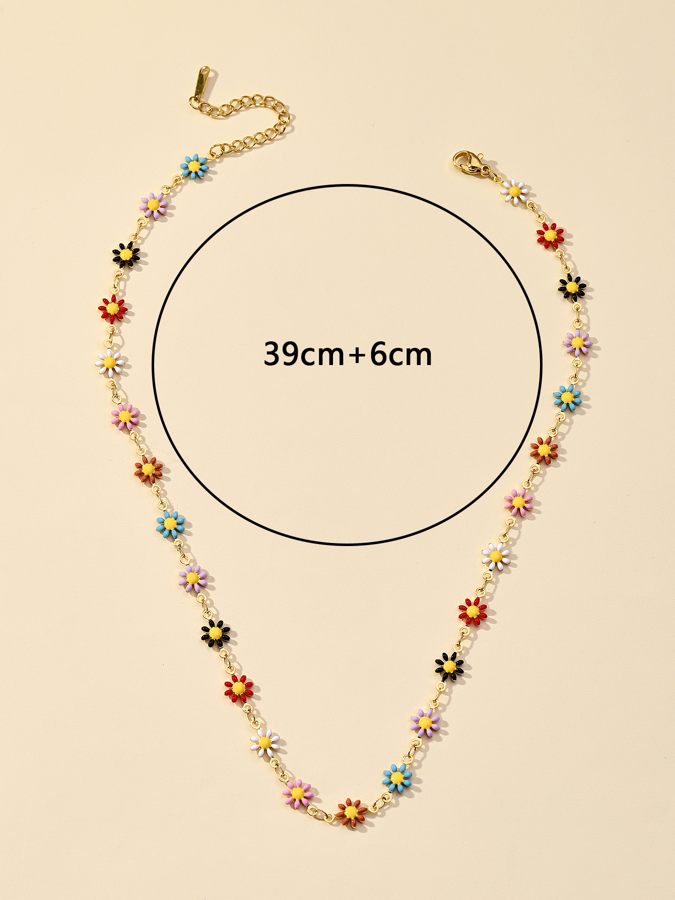 304 Stainless Steel 14K Gold Plated Sweet Enamel Plating Daisy Necklace display picture 3