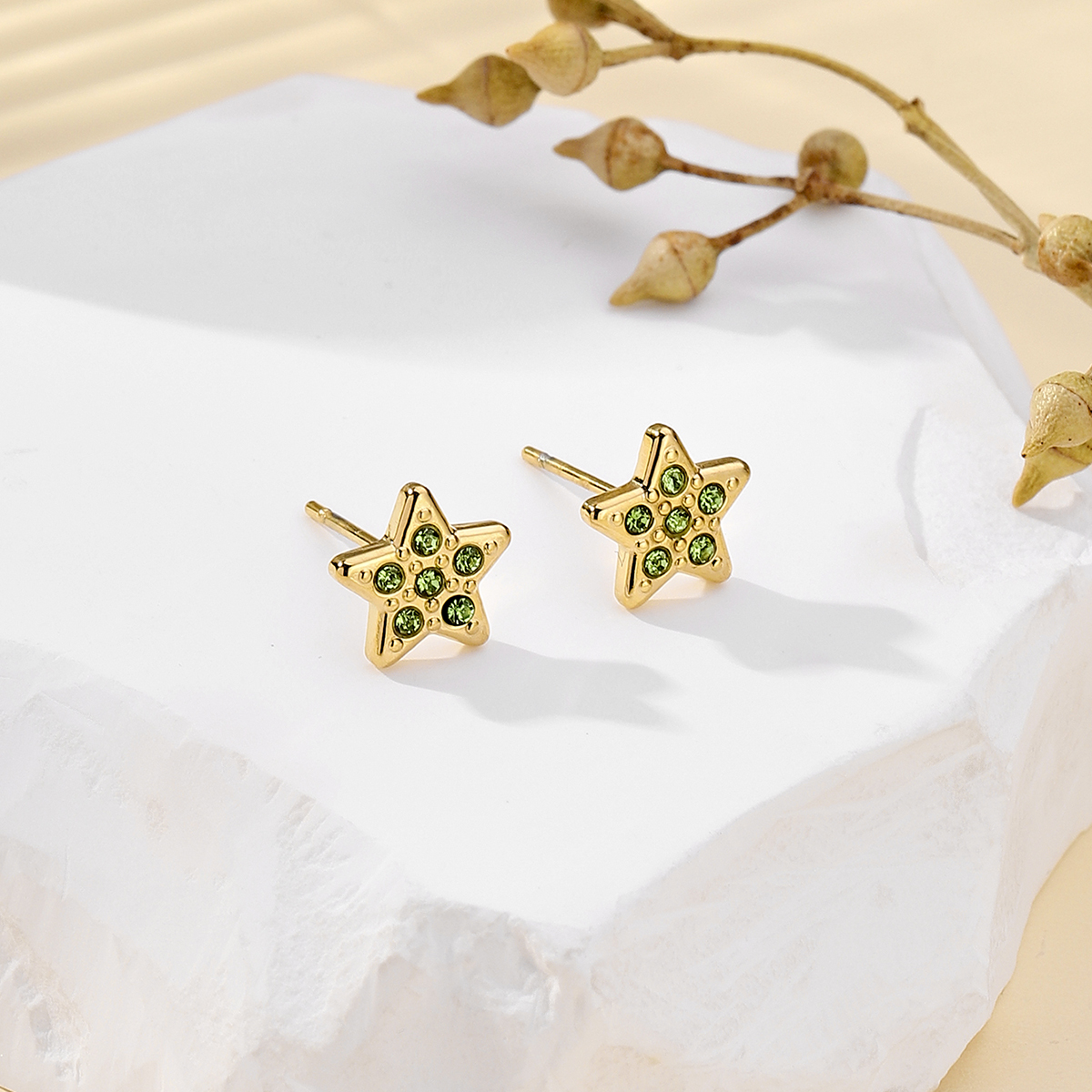 1 Pair Simple Style Shiny Star Plating Inlay 304 Stainless Steel Zircon 18K Gold Plated Ear Studs display picture 4