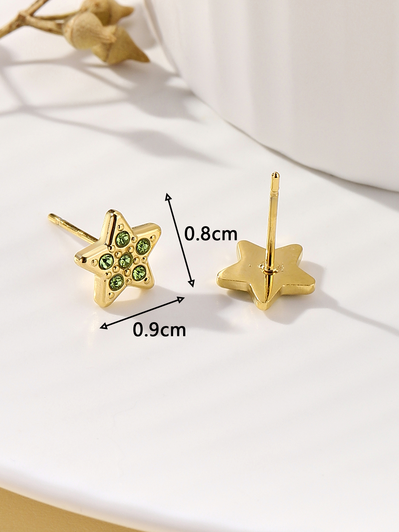 1 Pair Simple Style Shiny Star Plating Inlay 304 Stainless Steel Zircon 18K Gold Plated Ear Studs display picture 5